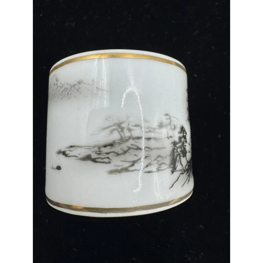 Napkin Ring Fukagawa Arita Hand Painted Napkin‎ Ring Gold Rim Japan Porcelain